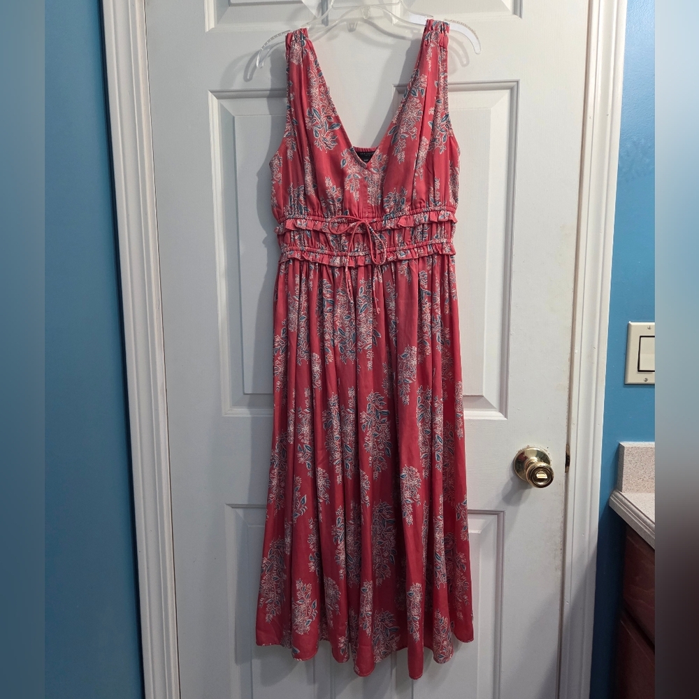 Ann Taylor Sleeveless Coral Midi Dress